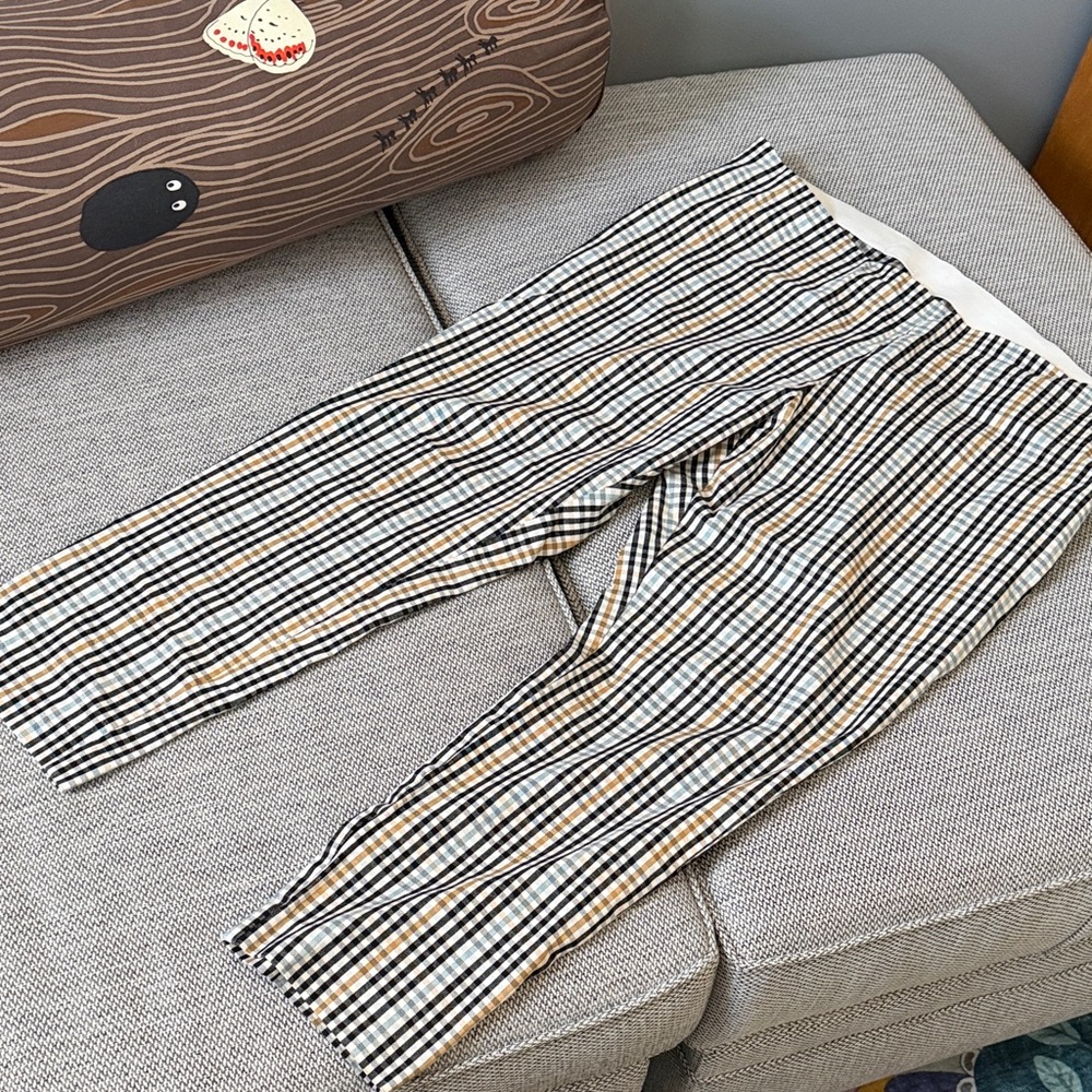 Checked Gingham Stretch Pants in Black, White, Blue,& Camel - Picture 3 of 10